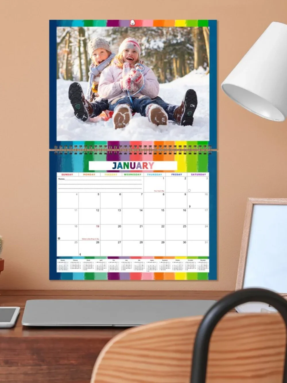 Personalized Custom 2027 Wall Calendar Spiral-bound - 12 Months. 11 x 8in.#15